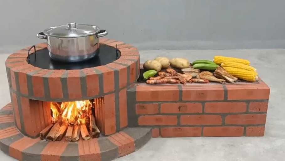 Казан мангал, садовая печь, барбекю зона (два в одном, мини комплекс)