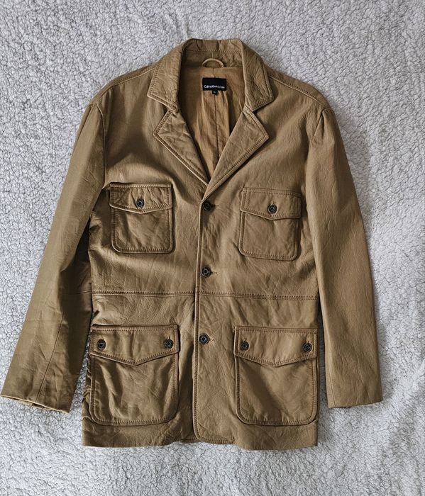 Haina geaca piele Calvin Klein bej XL tip sacou