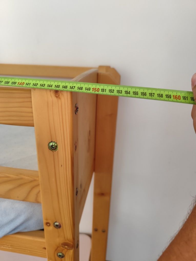 Двуетажно детско легло масив + матраци 140/70