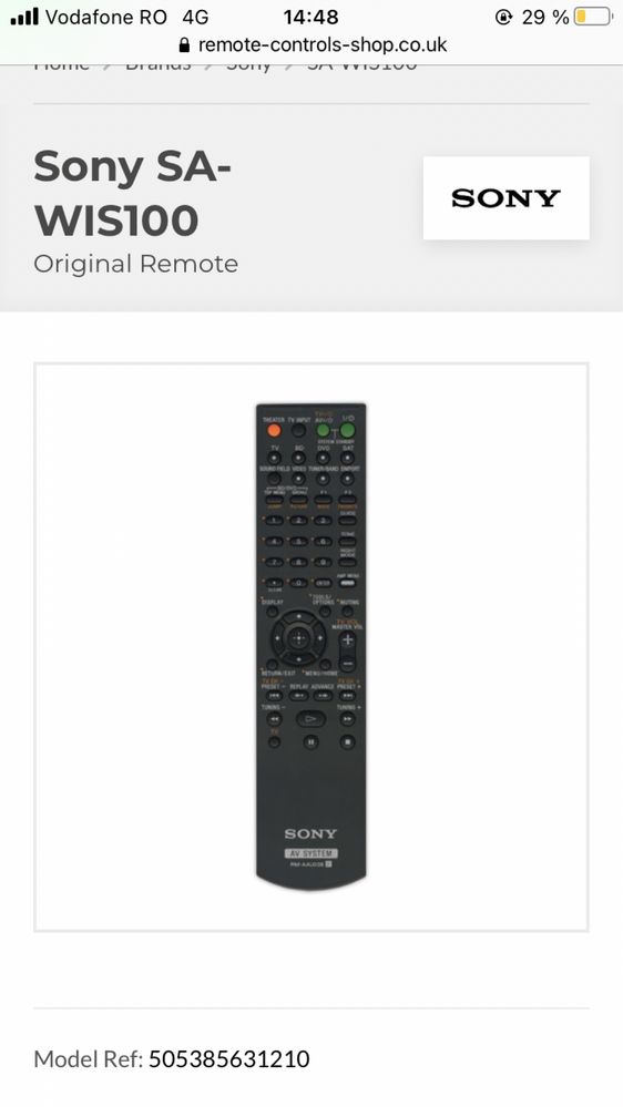Vand remote Sony sa-wis100,str-ks2000,rm-aau015,str-wg700 av system
