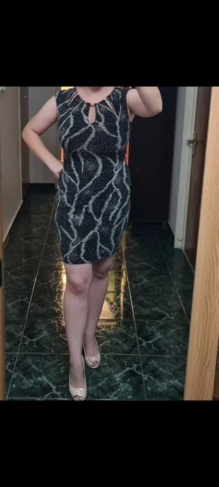 Rochie de ocazie sexy mărimea M neagră cu sclipici