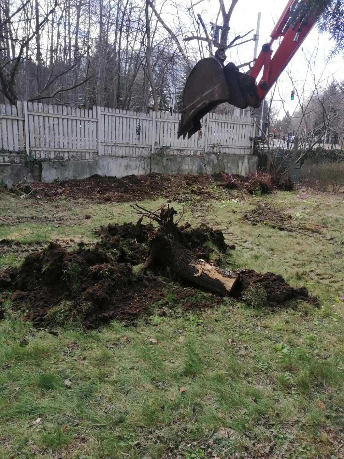 Почистване на дворове и запустели терени,подравняване, изкор. на дънер