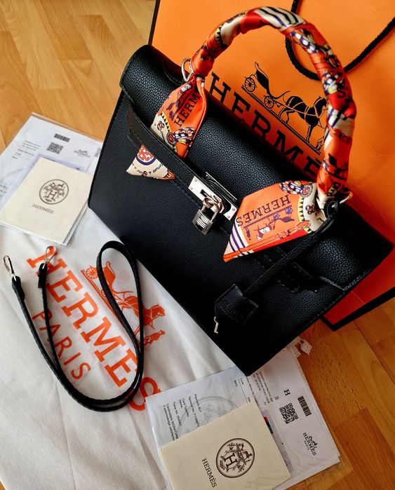 Geanta Hermes Birkin Kelly Medium,35 cm L,accesorii metalice ,saculet