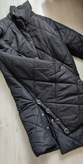 Черно палто, дълго яке , топло,размер М, Л