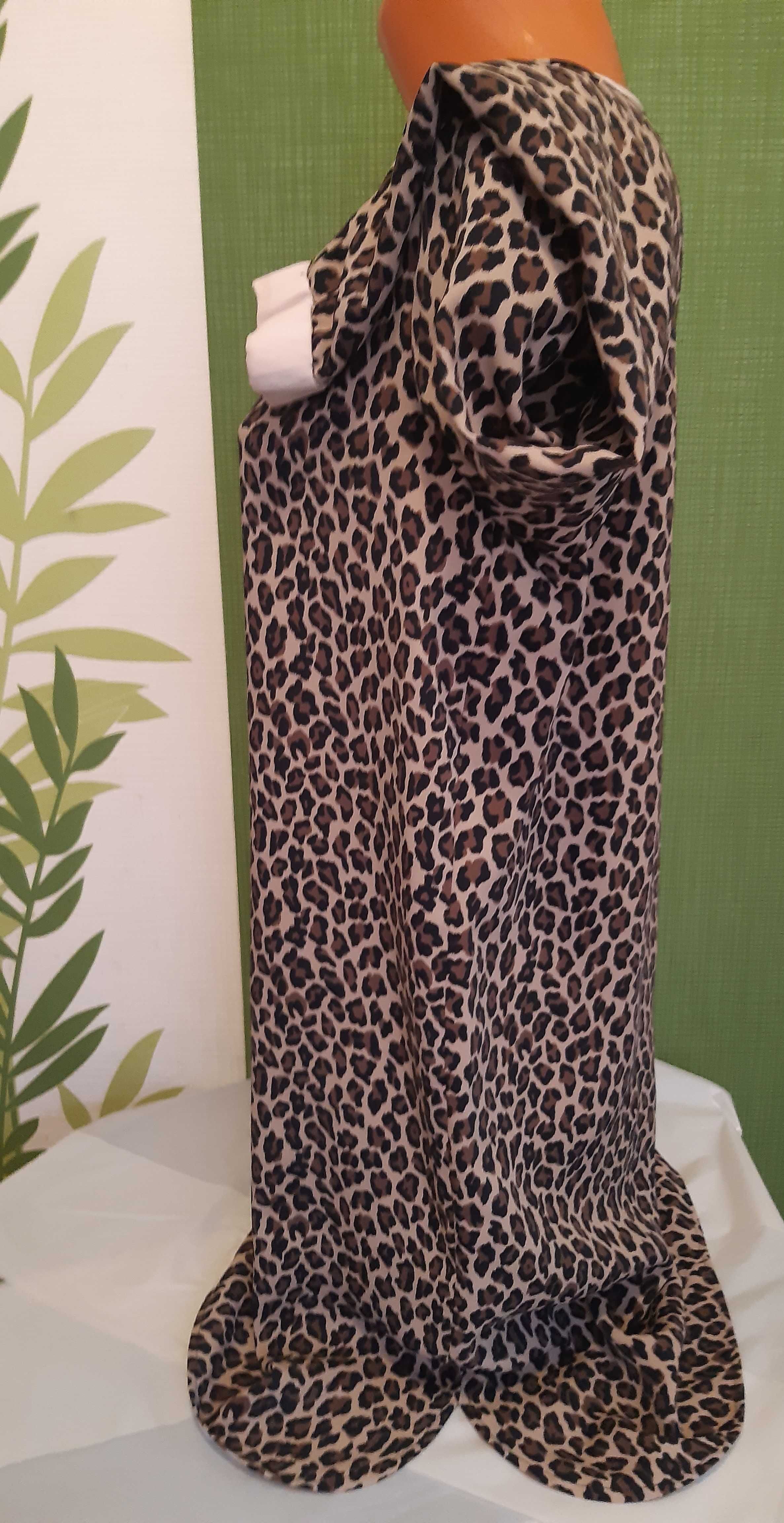 Rochie mini, animal print cu maneca lunga, Marc Cain