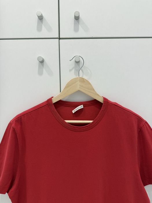 Moncler Men's T-Shirt Short Sleeve Big Logo Reflective Red Size M