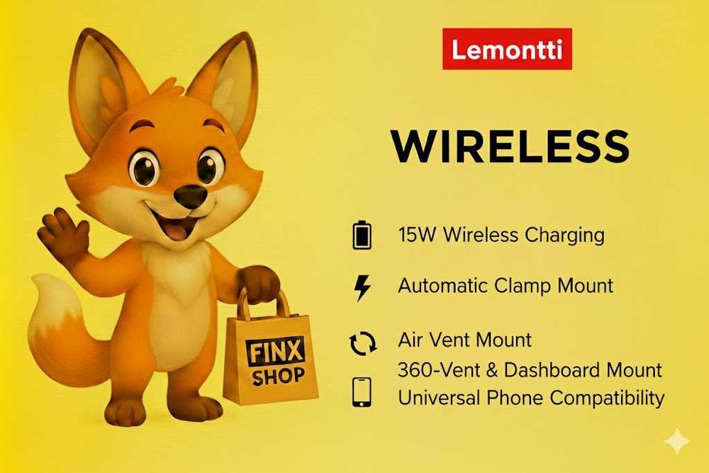 Lemontti suport auto wireless 15W automat cablu [#4844#]