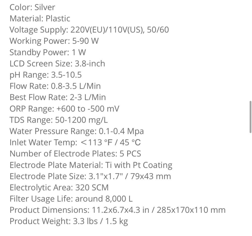 Aparat Filtru Ionizator Apa Alcalina Ph 10,5 NOU