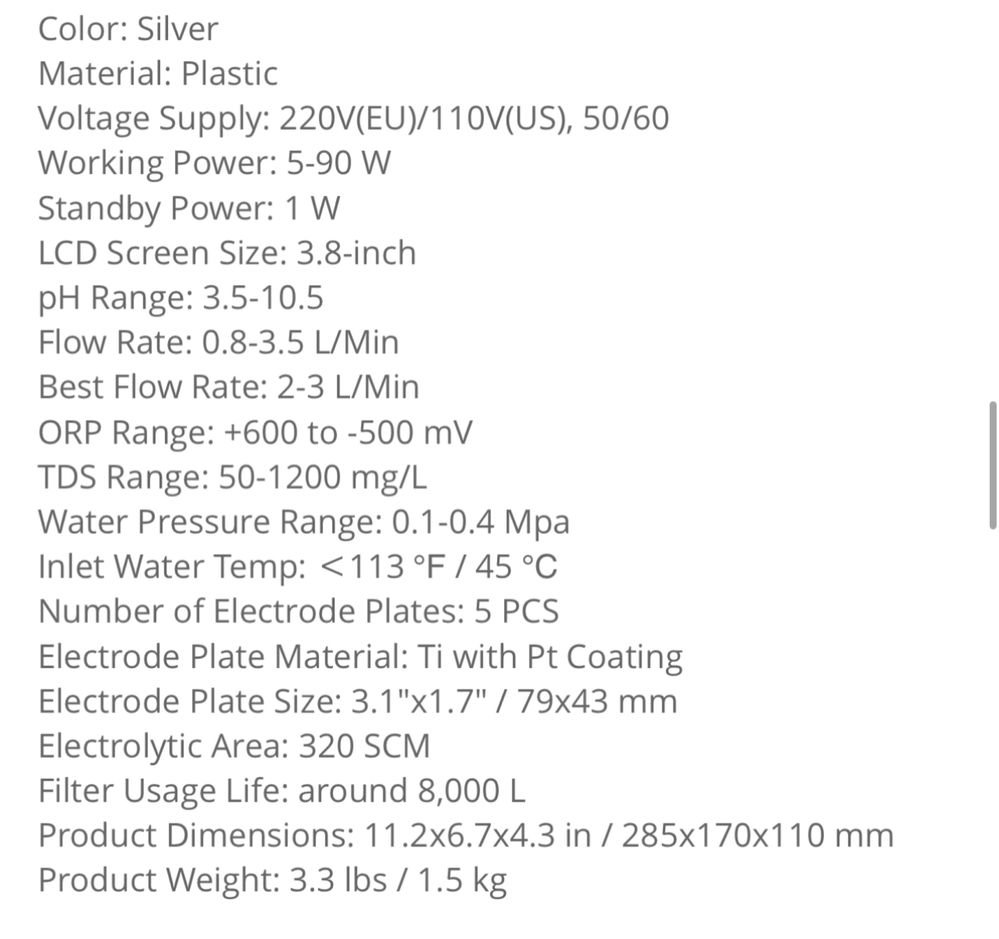 Aparat Filtru Ionizator Apa Alcalina Ph 10,5 NOU