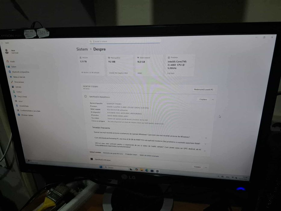 PC i5 4460 3,2 ghz 16 gb ram HDD 1 TB