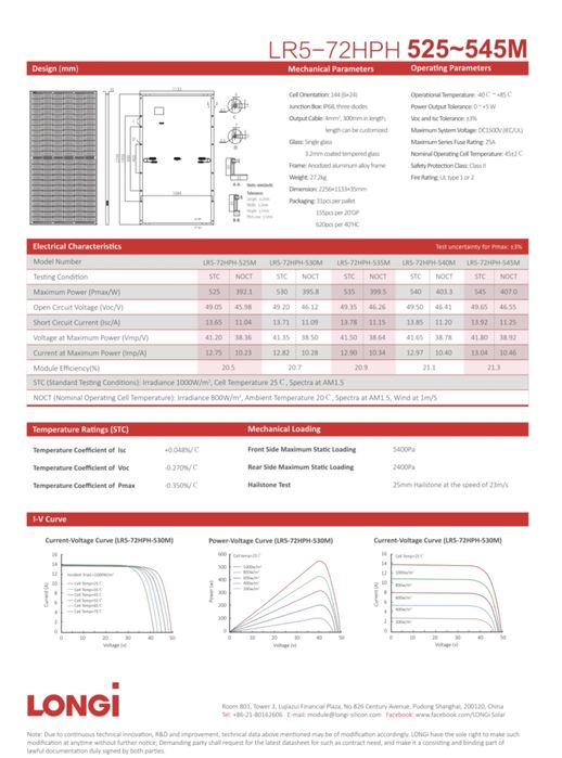 Panouri fotovoltaice Longi 545W