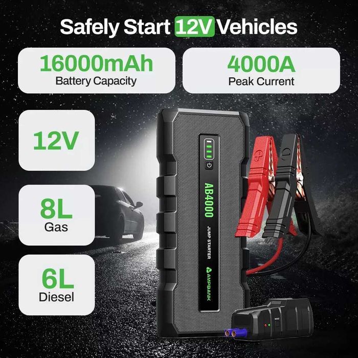Acumulator extern pornire auto/Jump Starter, AMPBANK AB4000, 16000mAh
