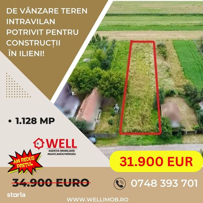 De vânzare teren intravilan potrivit pentru construcții în Ilieni!