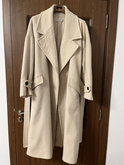 Palton Mango, 100% lana, bej, xs