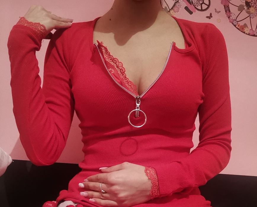 Bluze elegante roșu/negru