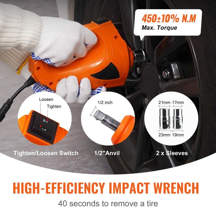 Cric electric auto VEVOR 5 tone, compresor, cheie, 12V, NOU