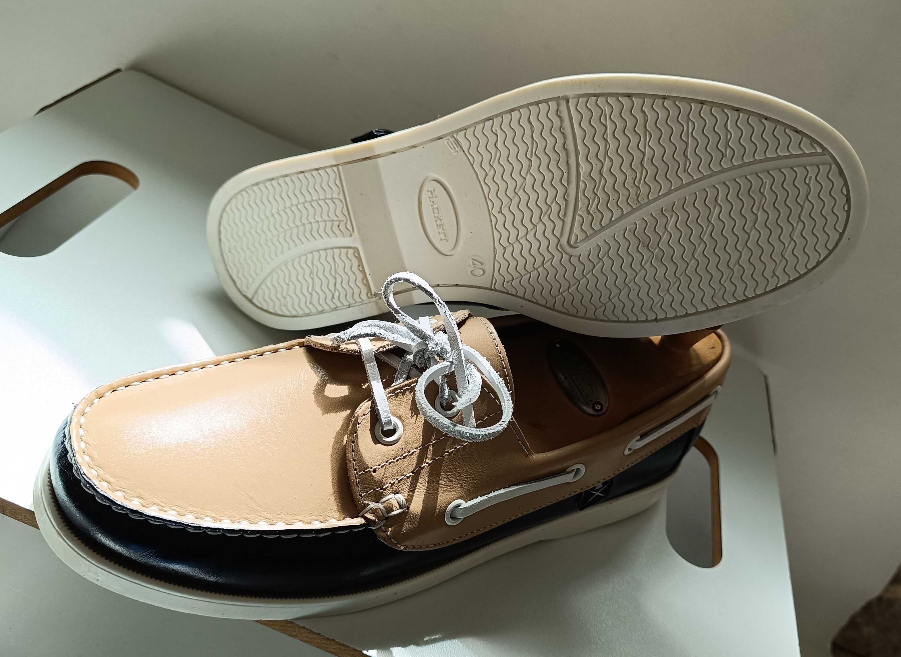 Pantofi boat 39 39.5 casual mocasini de lux Hackett London NOI piele