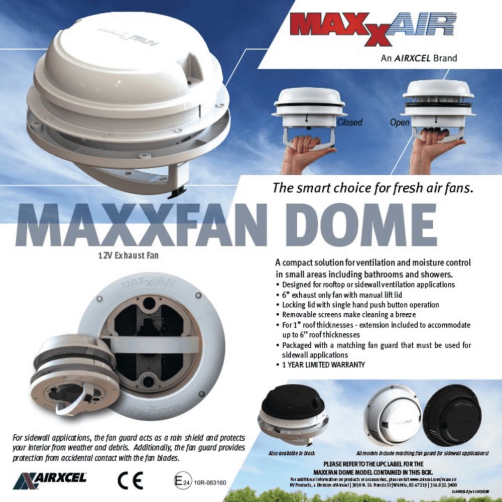 Ventilator MaxxFan Dome 12V pt rulota/autorulota/camper/ventilatie