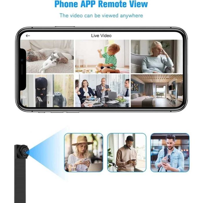 Mini Camera de Supraveghere 4G, X7B, Full HD,Unghi larg 120°, SIM Slot
