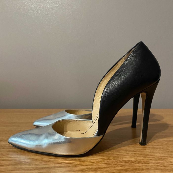 Pantofi Musette stiletto, negru argintiu, masura 40, toc 11 cm,