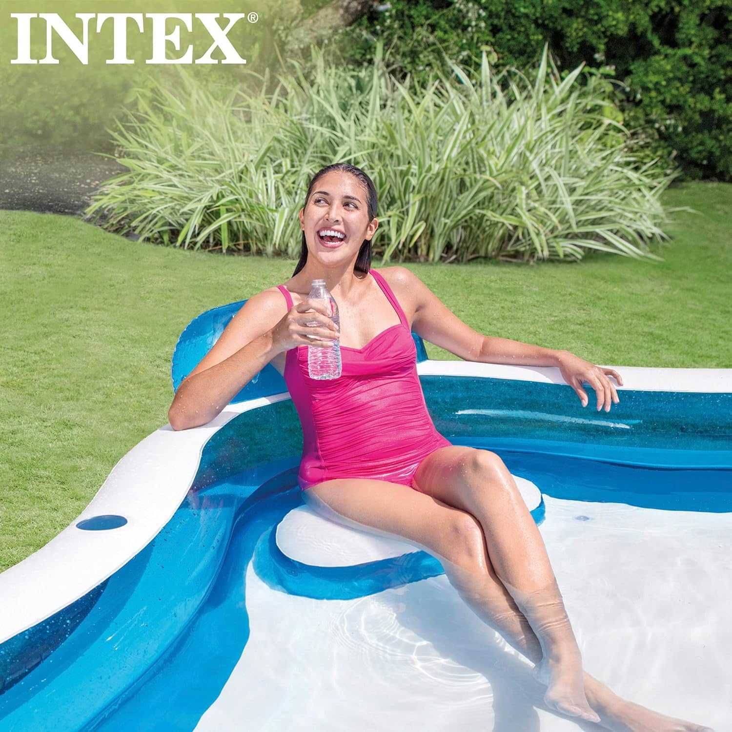 Надуваем басейн с 4 седалки и поставки за чаши INTEX семеен  басейни