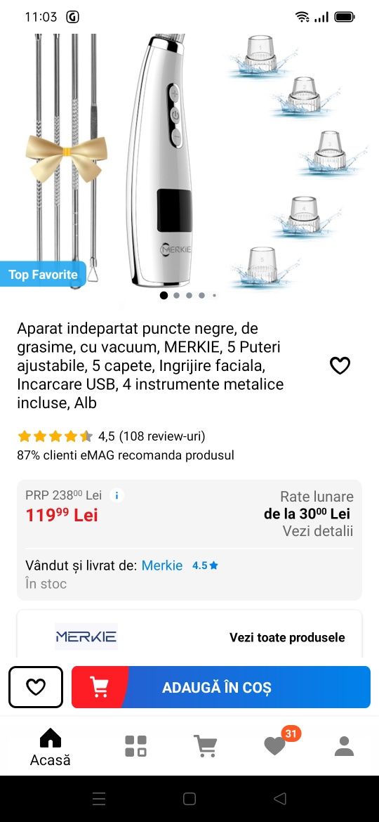 Aparat electric profesional pentru acnee si puncte negre