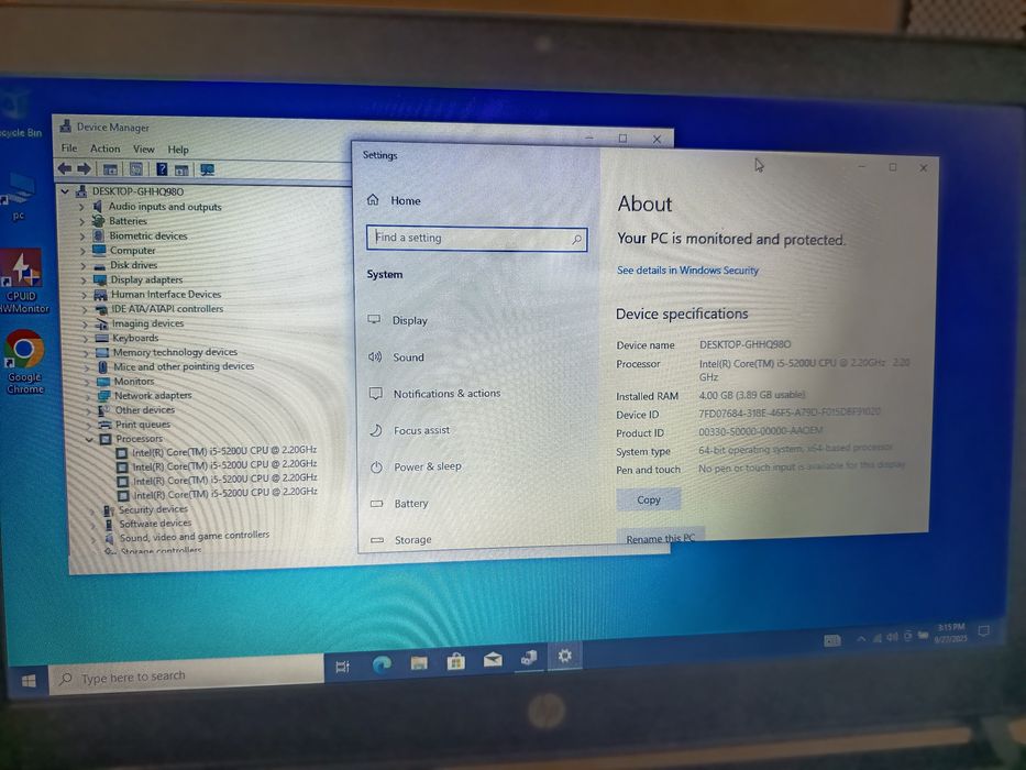 laptop HP probook 430 g2, i5 5200U, 4 GB, ssd 256 gb