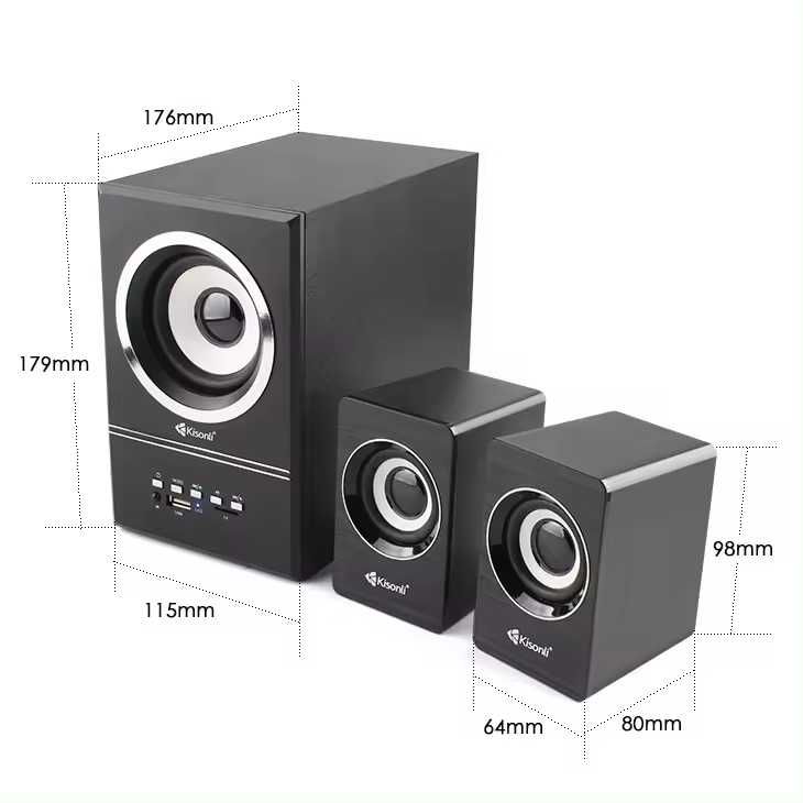 Компютърни Тонколони Kisonli U-2700BT, Bluetooth, 5W+3Wх2, USB, Черни