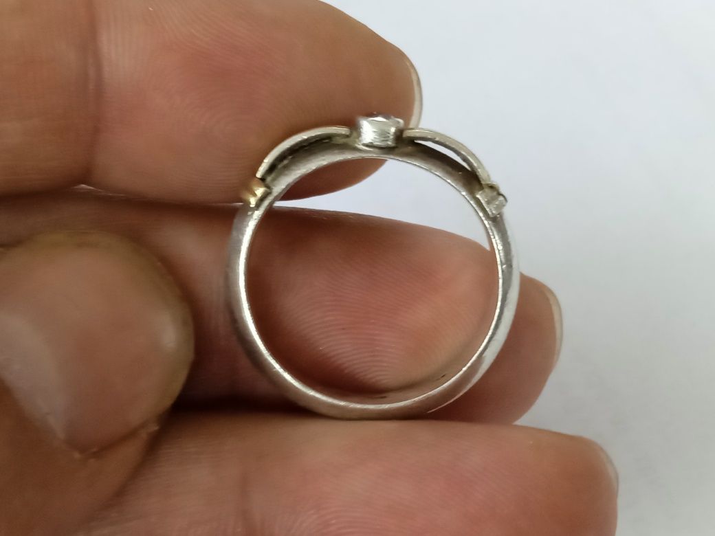 Сребърен пръстен 975 с 18 С злато