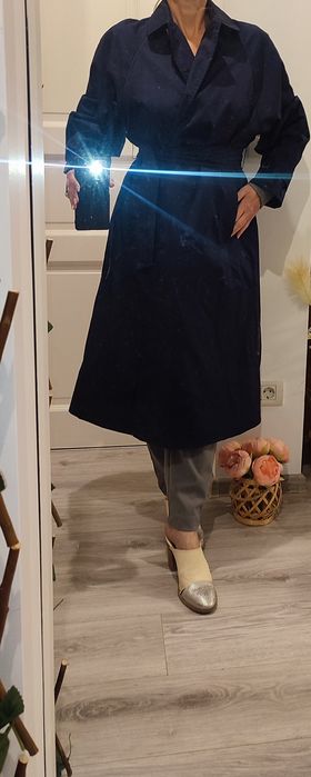 Trench clasic Pull Bear cu eticheta mărimea S, albastru închis, model