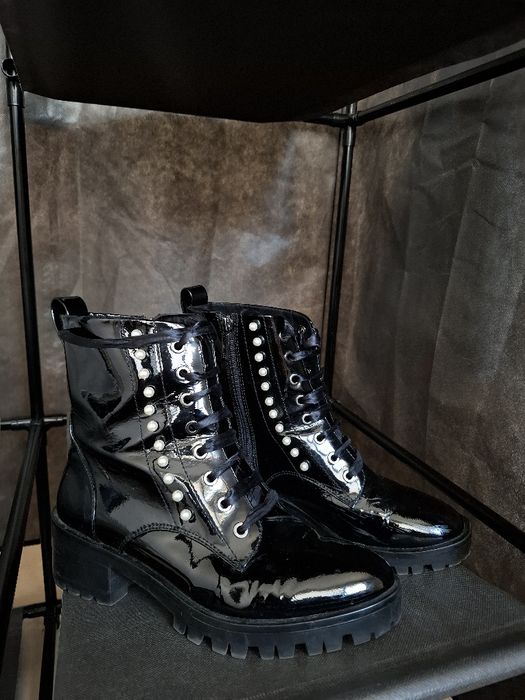 Оригинални дамски боти Karl Lagerfeld Paris – запазени, лъскав лак