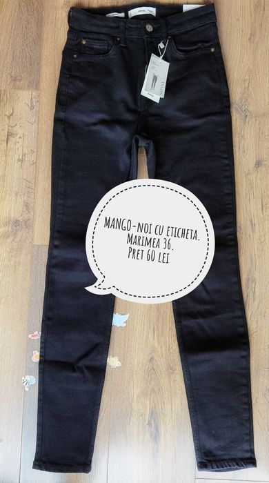 Mango, blugi noi cu eticheta, marimea 36, culoare negru