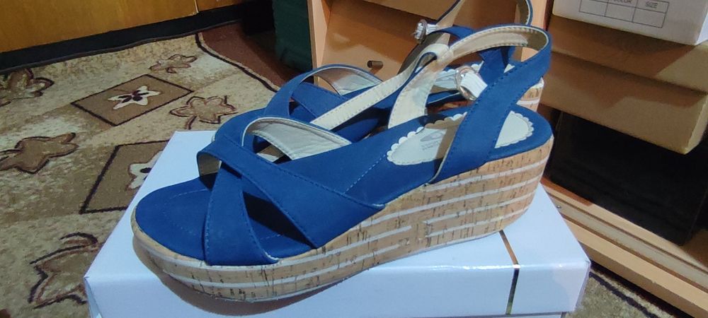 Дамски сандали сини