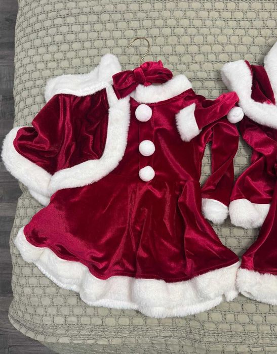 Rochita Craciunita Catifea 3 piese, 2-5 ani