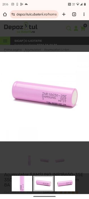 Celule 18650 Samsung INR18650-35E 3400mah - 8A NOI Lot Limitat !!!