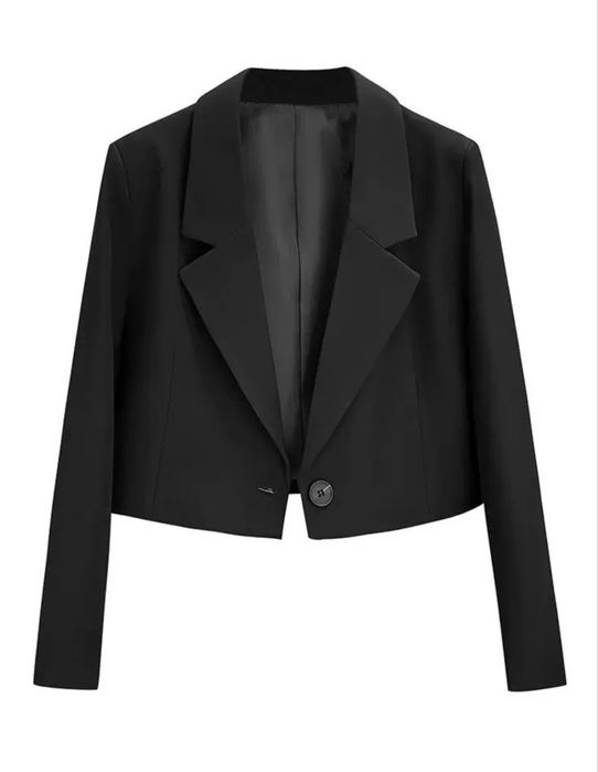 Пиджак приталенный  однотонный черный