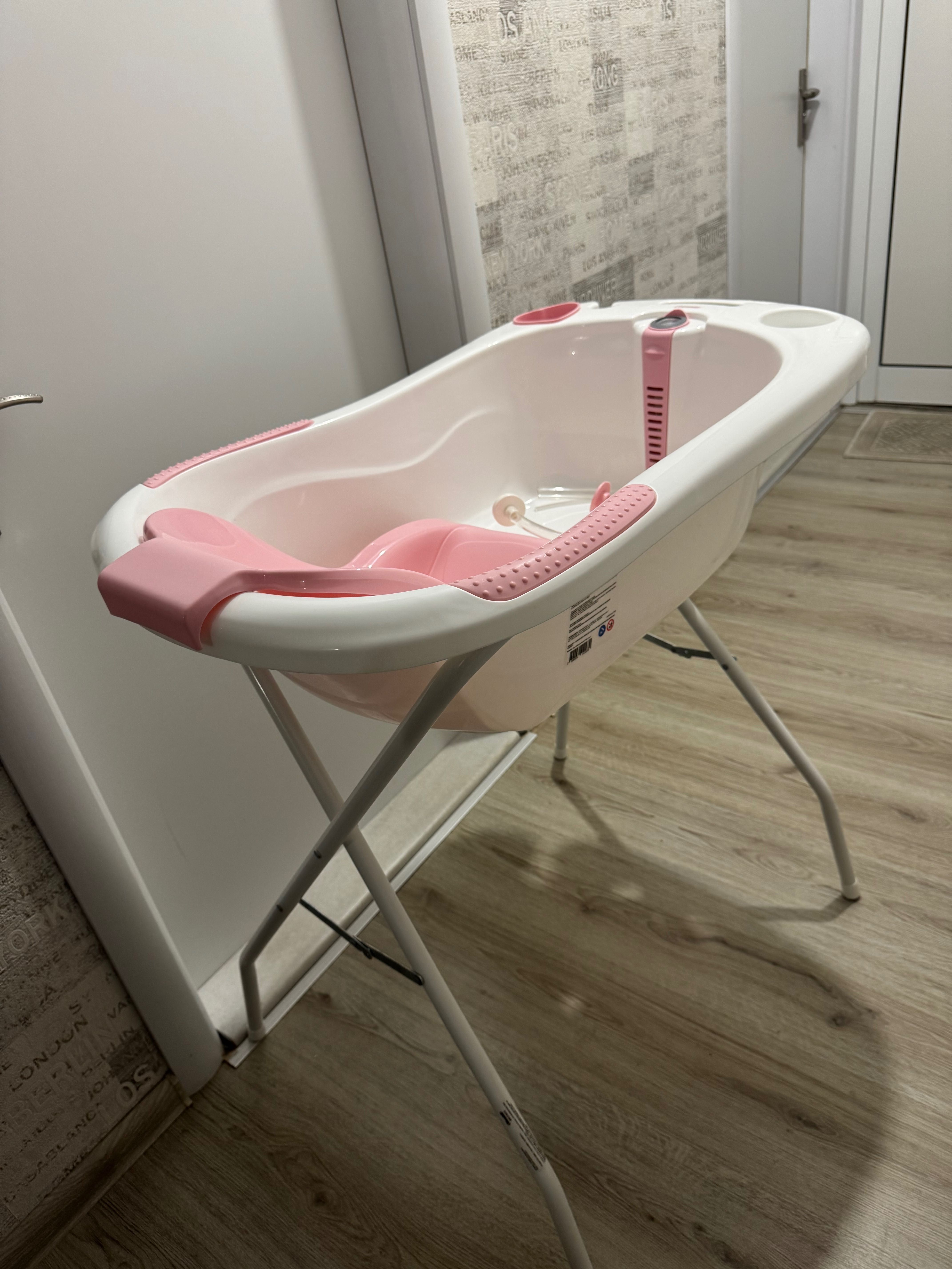Вана с подложка и стойка Chipolino - Вела, розова, 87 cm
