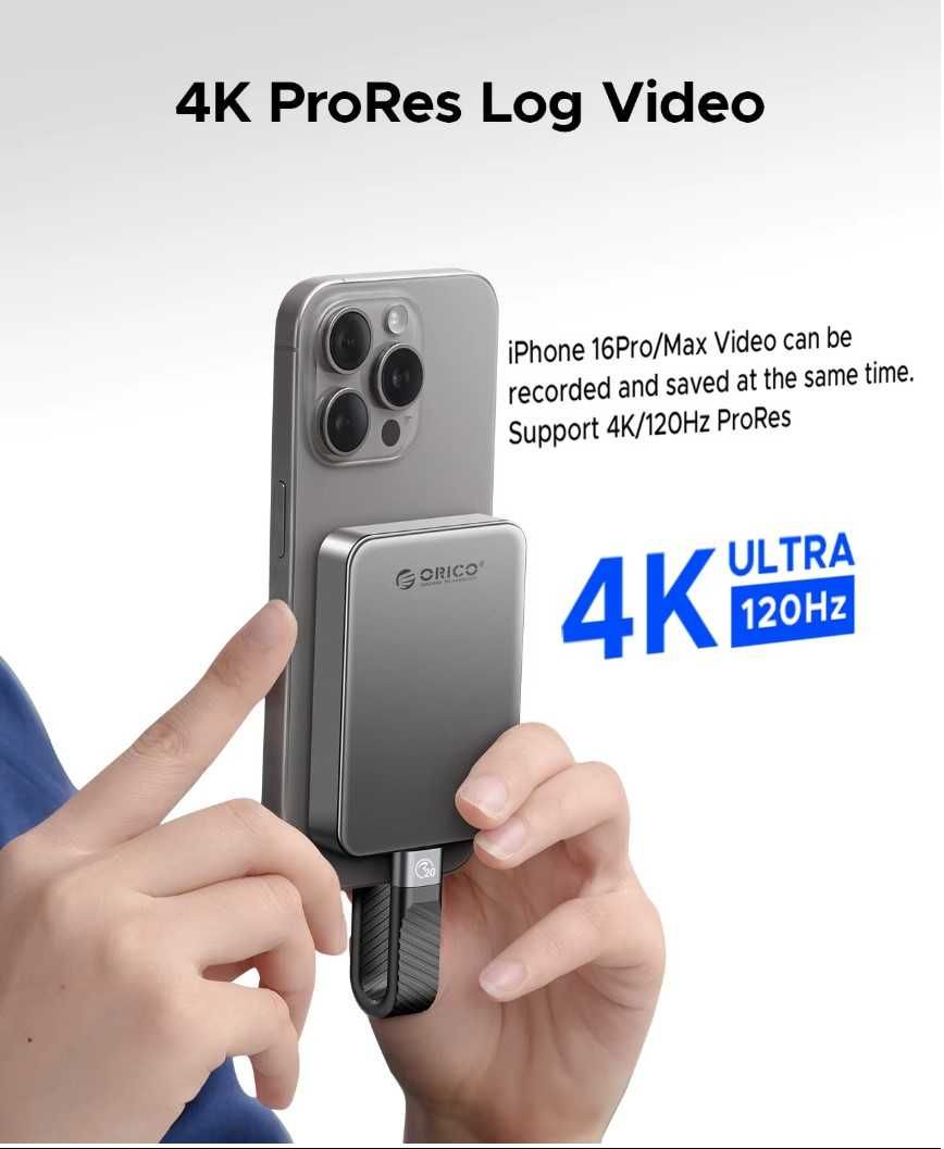 Портативный SSD для iPhone ProRes HDR 4K 120Hz Orico 512Gb с Magsafe