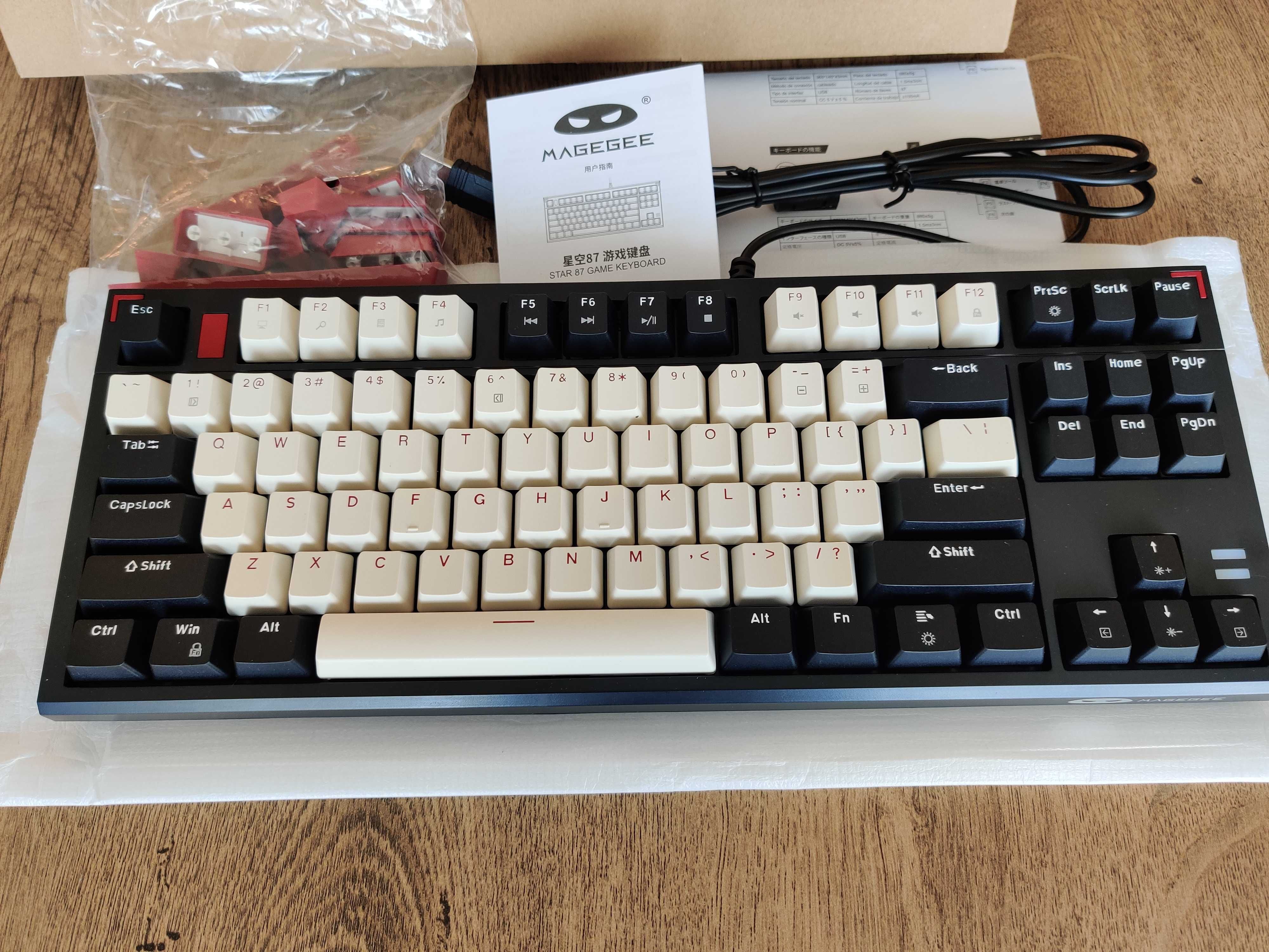 Геймърска механична клавиатура MageGee 87 – Blue/Brown switch - LED