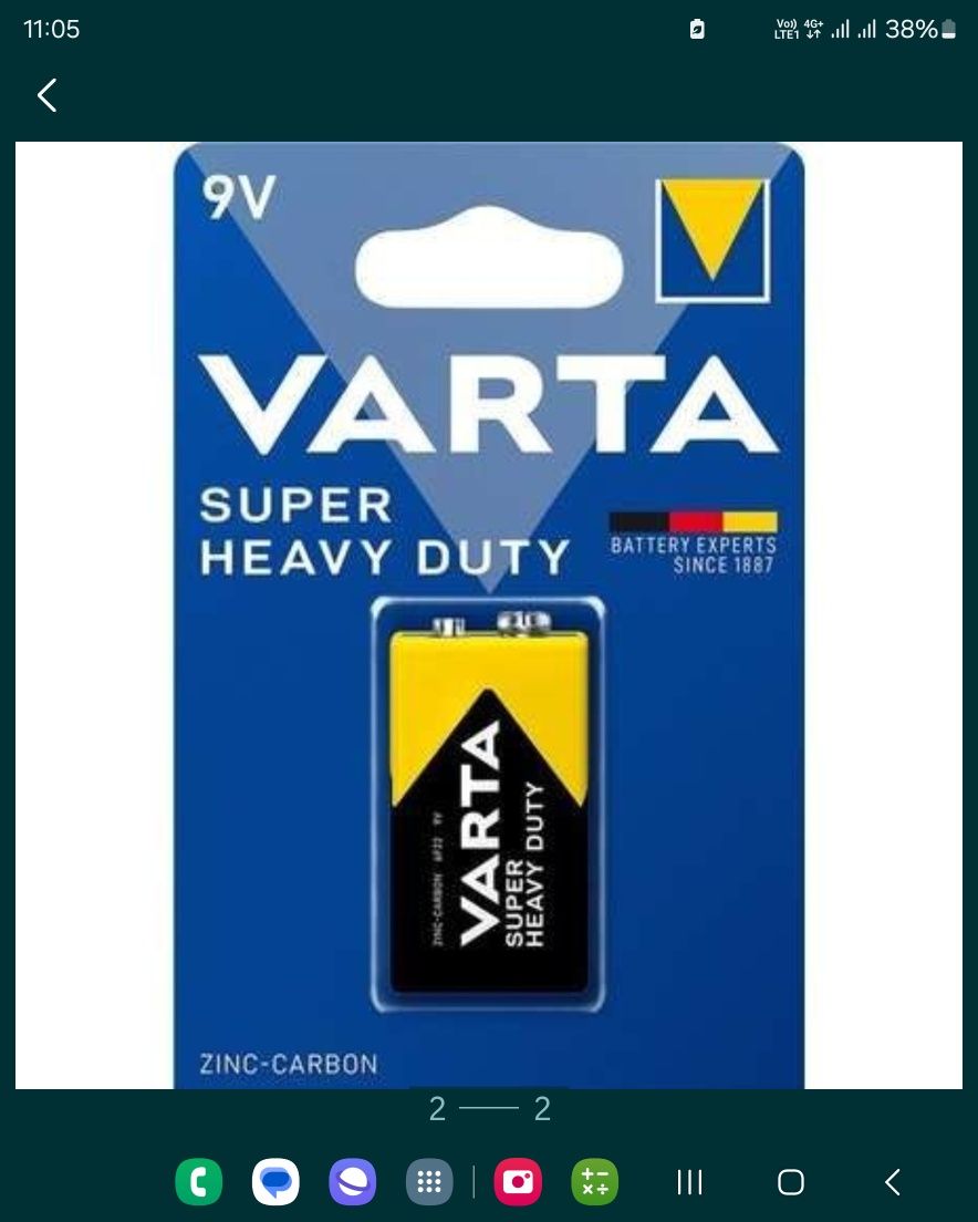 Baterie 9v Varta Made in Germany- Joc 2BUC 20LEI