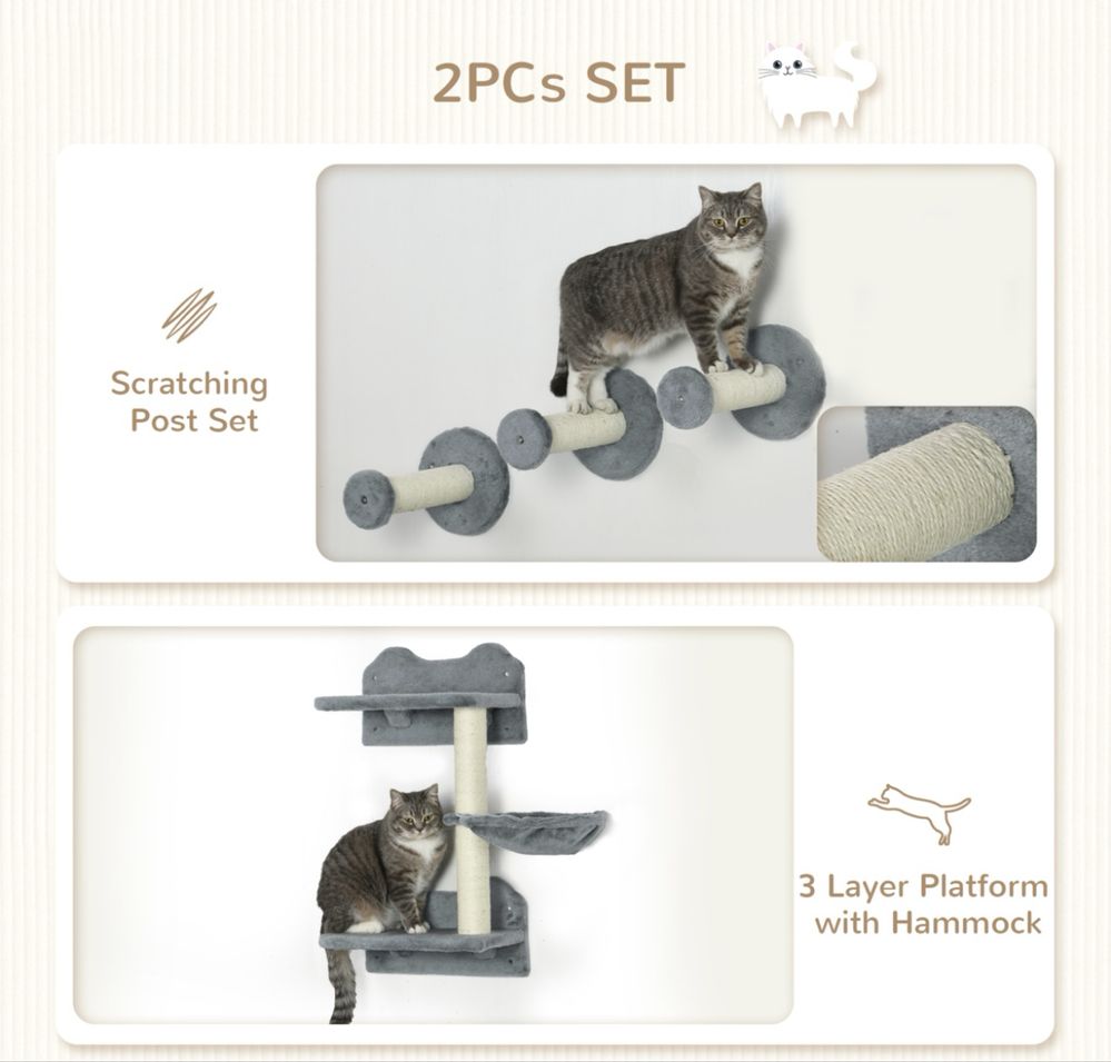 PawHut Рафт за котки от 4 части