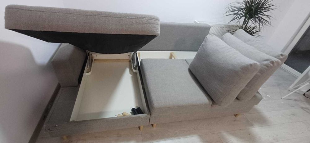 Canapea IKEA gri, 235 x 147 x 61, spatiu depozitare
