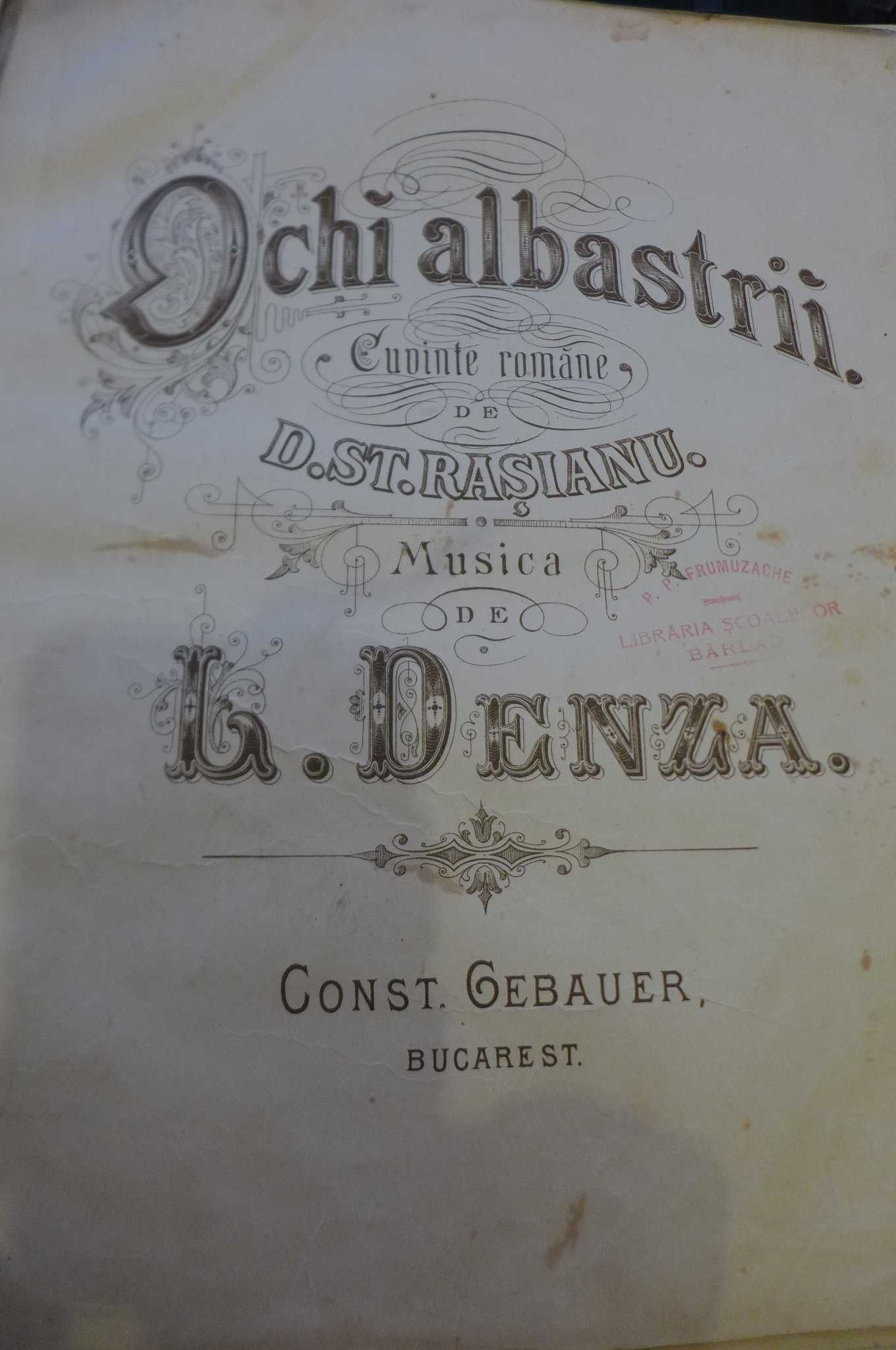 Partituri Muzica Veche Romaneasca Antebelica Litografii Bucuresci