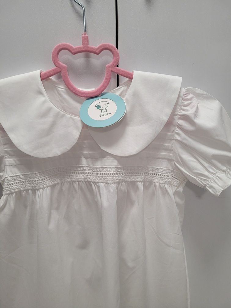 Rochie alba cu dantela 5-6 ani