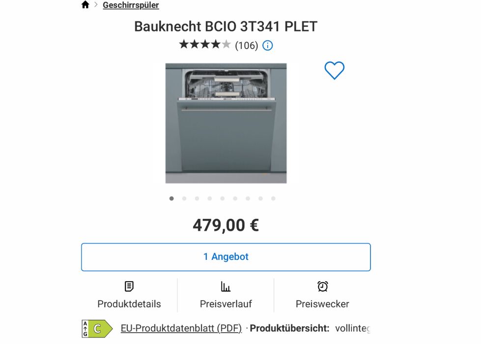 Mașină de spălat vase complet încorporabilă Bauknecht BCIO 3T341 PLET