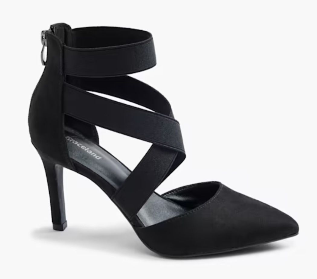 Pantofi negri stiletto catifea toc 9 cm