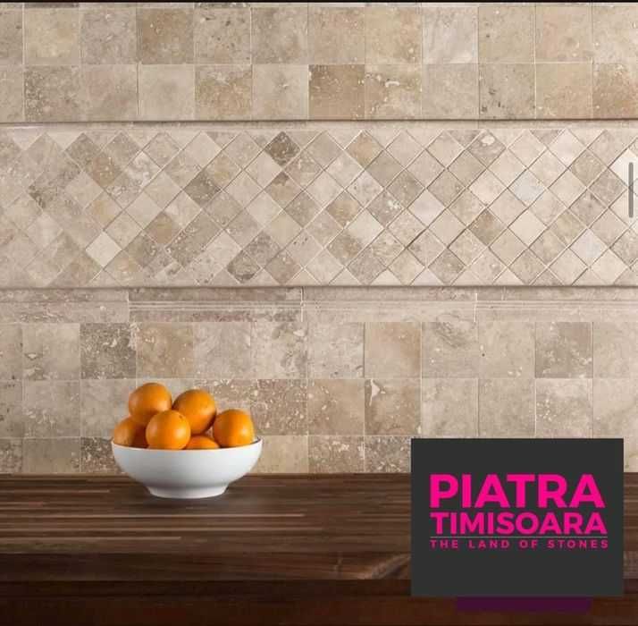 Travertin mixt chituit si periat sau antichizat 10×10cm sau 7.6×15 cm