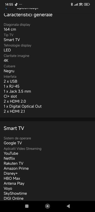 Soni Bravia 4K, 164 diagonală