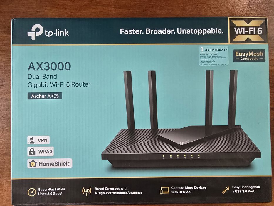 Рутер TP-Link Archer AX55, AX3000, Dual-Band, Wi-Fi