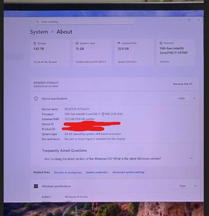 PC Gaming Intel i7-13700F 2.1Ghz 32gb DDR4, RTX 4070Ti 12 Gb GDDR6X